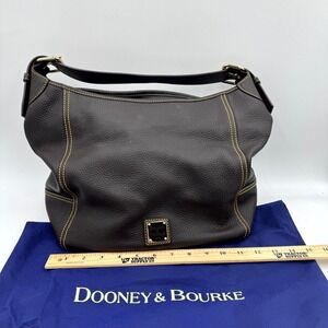 Dooney & Bourke Handbag Womens Black Pebbled Leather Detachable Strap Hobo Bag